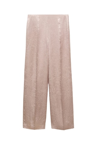 Pantalon satiné effet froissé - Rose clair
