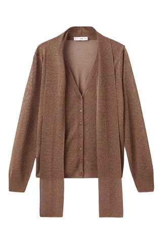Cardigan maille fine foulard - Marron