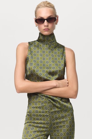 Pantalon satiné à imprimé géométrique - Vert