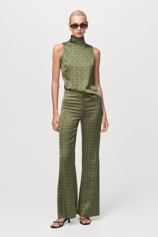 Pantalon satiné à imprimé géométrique - Vert