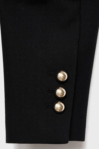 Veste à col officier boutons bijoux - Noir