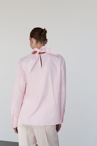 Blouse en popeline avec foulard - Rose clair