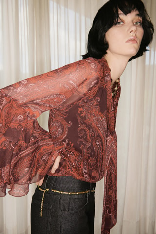 Blouse en imprimé paisley - Rouge