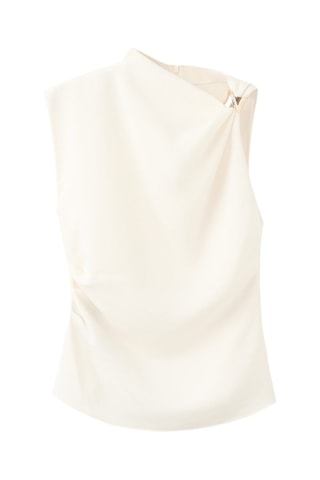 Blouse asymétrique détail métallique - Écru