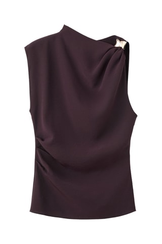 Blouse asymétrique détail métallique - Marron