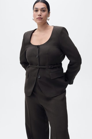 Pantalón recto traje - Marrón