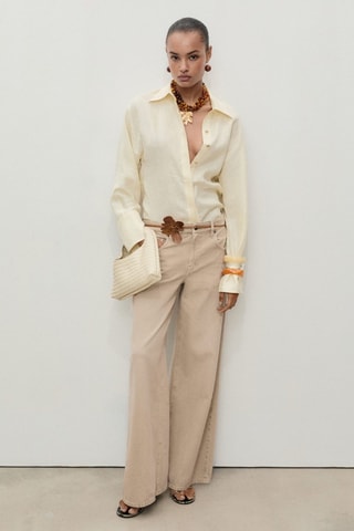 Jean wideleg taille basse - Beige