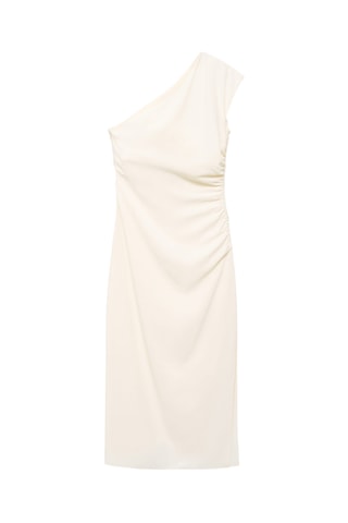 Robe asymétrique froncée - Écru