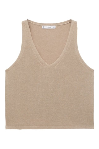 Top en maille col V - Gris clair