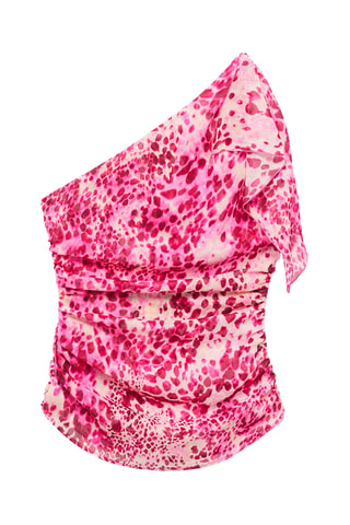Top asymétrique imprimé - Fuchsia