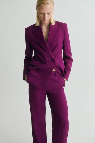 Pantalon de costume droit lin mélangé - Fuchsia