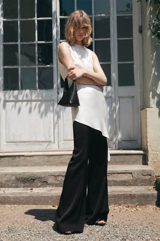 Top satiné asymétrique - Blanc