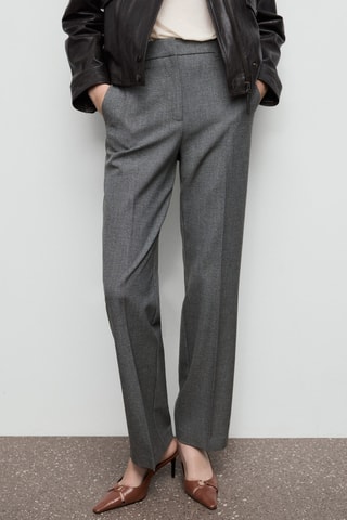 Pantalon droit taille normale - Gris