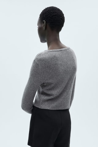 Cardigan côtelé boutons - Gris