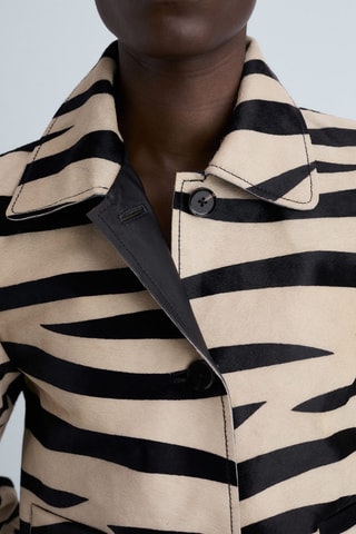 Veste cuir et imitation fourrure zébrée - Noir