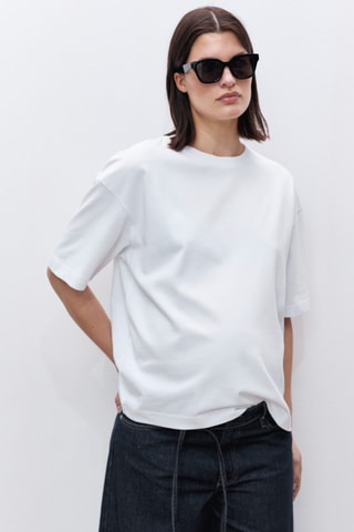 T-shirt coton oversize grossesse - Écru