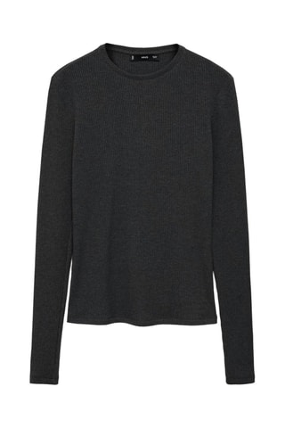 T-shirt côtelé manches longues - Anthracite