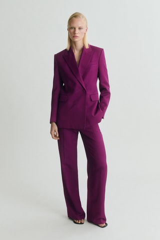 Blazer costume croisé lin mélangé - Fuchsia