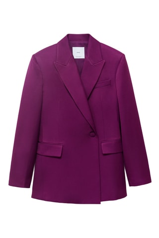 Blazer costume croisé lin mélangé - Fuchsia