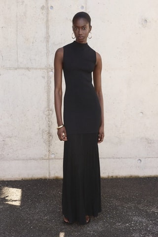 Robe combinée à col montant - Noir