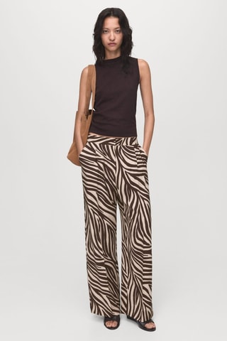 Pantalón recto pinzas cebra - Negro