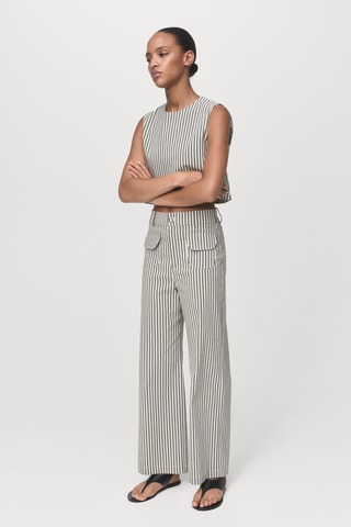Pantalón rayas bolsillos - Crudo