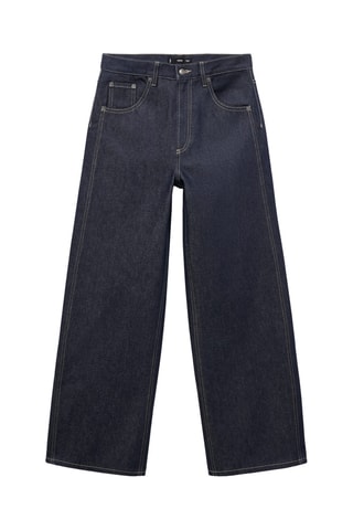 Jean barrel taille haute - Bleu