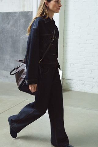 Jean barrel taille haute - Bleu