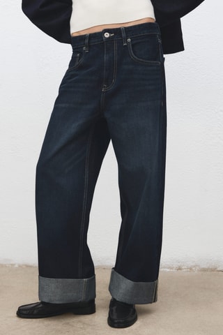 Jean large à revers - Bleu
