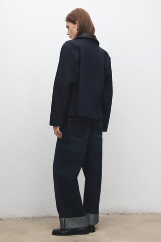 Jean large à revers - Bleu