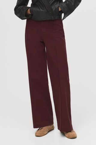 Jean large taille haute à coutures - Bordeaux