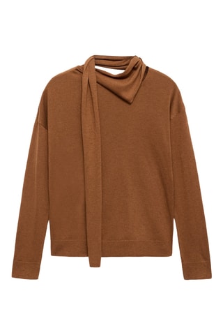 Pull maille fine et foulard - Marron
