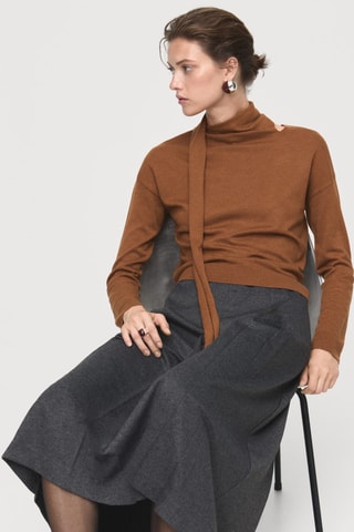 Pull maille fine et foulard - Marron