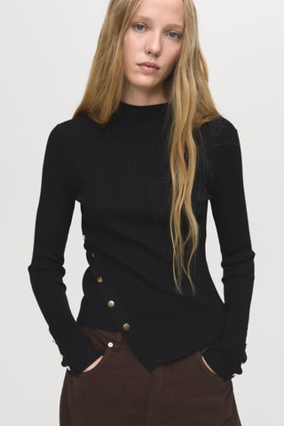 Pull asymétrique avec boutons - Noir