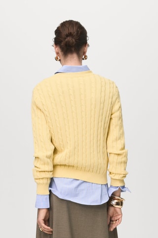 Pull-over maille tressée - Jaune