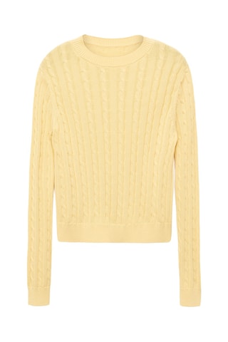 Pull-over maille tressée - Jaune