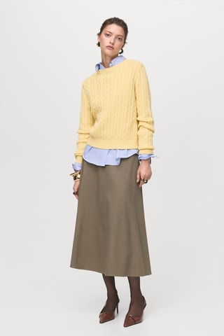 Pull-over maille tressée - Jaune