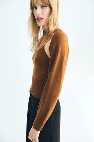 Pull-over combiné cardigan - Marron