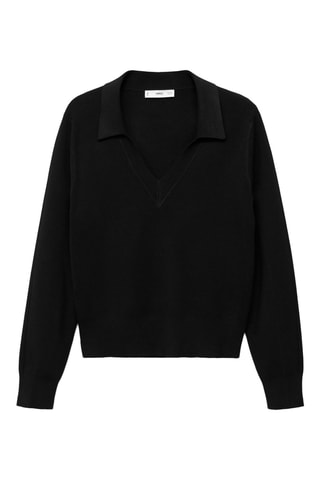 Pull-over maille fine col V - Noir