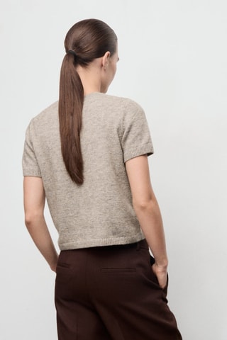 Pull en maille à manches courtes - Gris clair