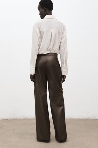 Pantalon large en cuir synthétique - Kaki