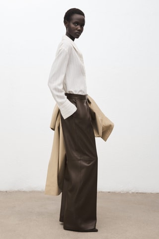 Pantalon large en cuir synthétique - Kaki