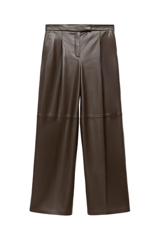 Pantalon large en cuir synthétique - Kaki