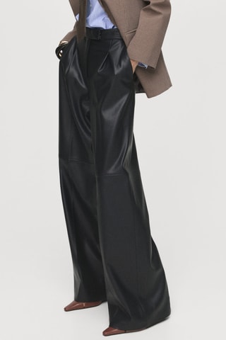 Pantalon large en cuir synthétique - Noir