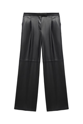 Pantalon large en cuir synthétique - Noir