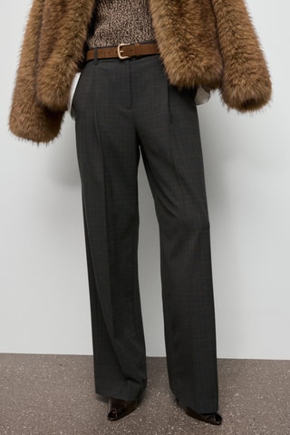 Pantalon à carreaux à pinces - Marron