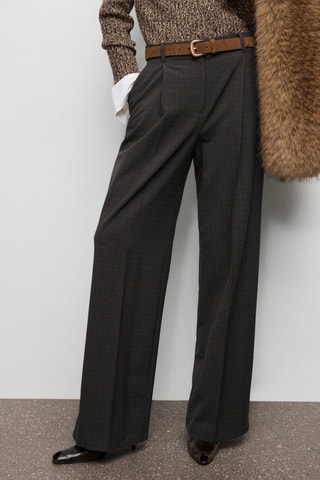 Pantalon à carreaux à pinces - Marron