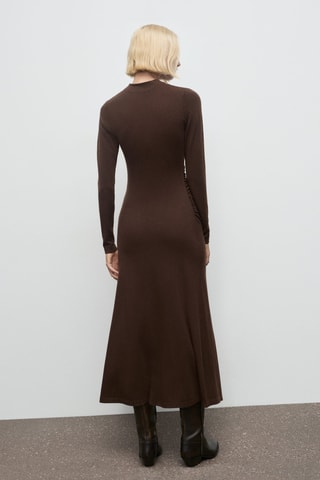 Robe maille col montant - Marron