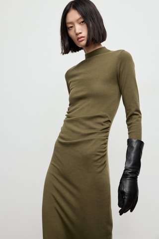 Robe maille col montant - Kaki