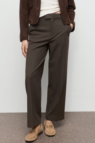 Pantalon droit crop taille normale - Kaki